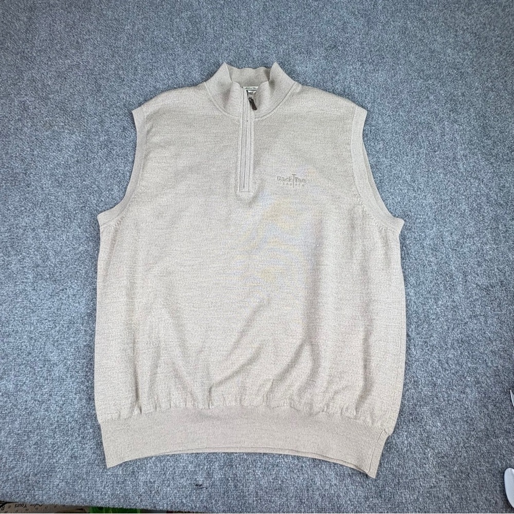 Fairway & Greene Sweater Vest XL Beige Italian Merino Wool Back Tee Sports Golf